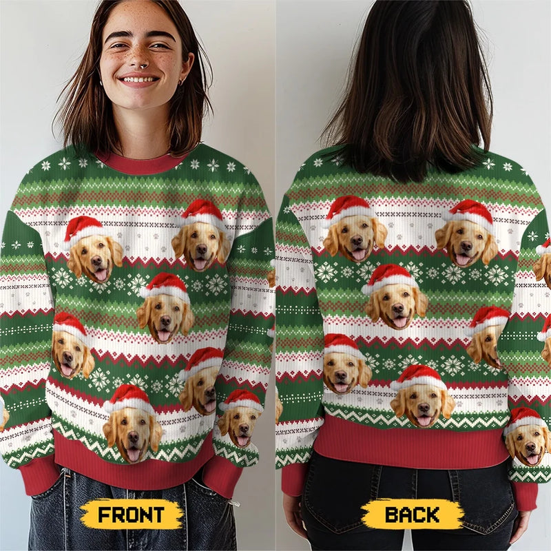 Custom Photo We Whisker You A Merry Christmas! - Dog & Cat Personalized Custom Ugly Sweatshirt - Unisex Wool Jumper - Christmas Gift For Pet Owners, Pet Lovers