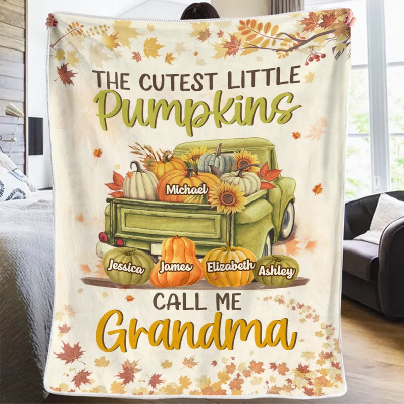 Custom Name Pumpkin Grandma Gifts - Personalized Blanket