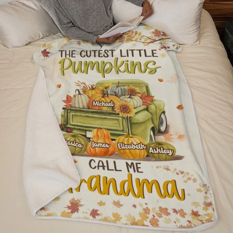 Custom Name Pumpkin Grandma Gifts - Personalized Blanket