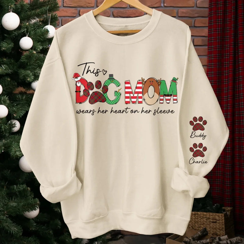 Love, Fur, And Holiday Cheer - Dog & Cat Personalized Custom Unisex Sweatshirt With Design On Sleeve - Christmas Gift For Pet Owners, Pet Lovers