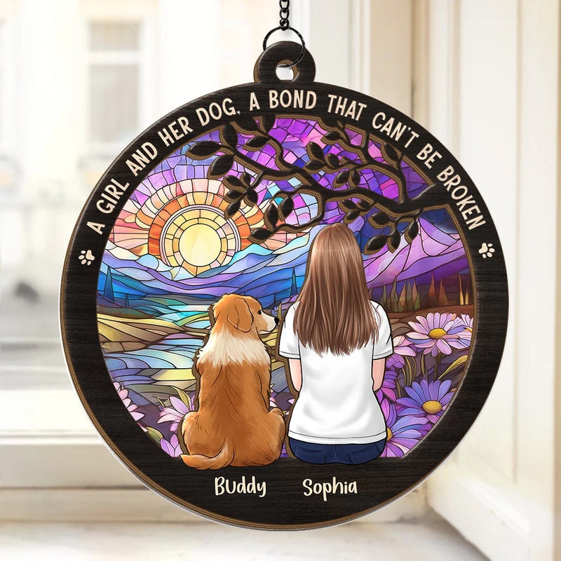 Paw Prints On My Heart - Memorial Personalized Window Hanging Suncatcher - Sympathy Gift For Pet Owners, Pet Lovers