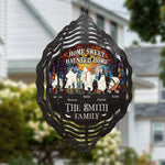 Custom Name Haunted House Halloween Family Decor - Personalized Wind Spinner