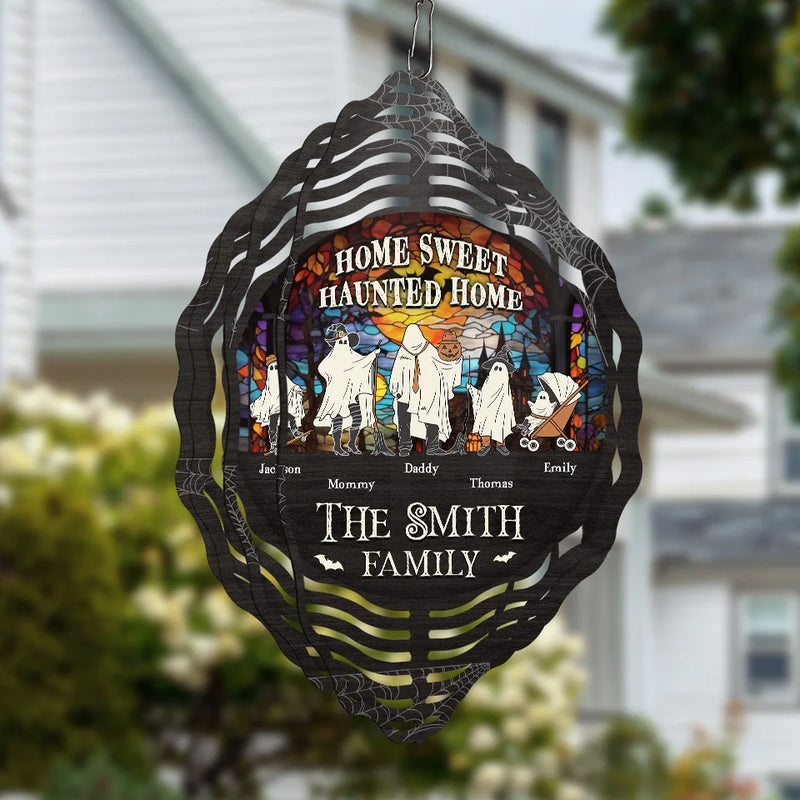 Custom Name Haunted House Halloween Family Decor - Personalized Wind Spinner