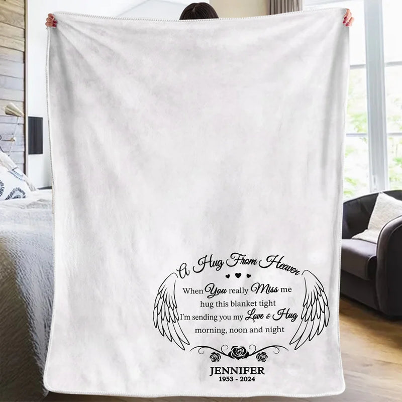 Love From Heaven - Memorial Personalized Custom Blanket - Sympathy Gift For Family Members