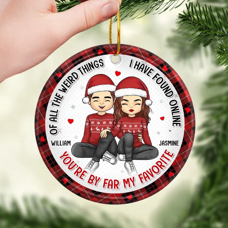 You're On My List - Couple Personalized Custom Ornament - Ceramic Round Shaped - Christmas Gift For Husband Wife, Anniversary