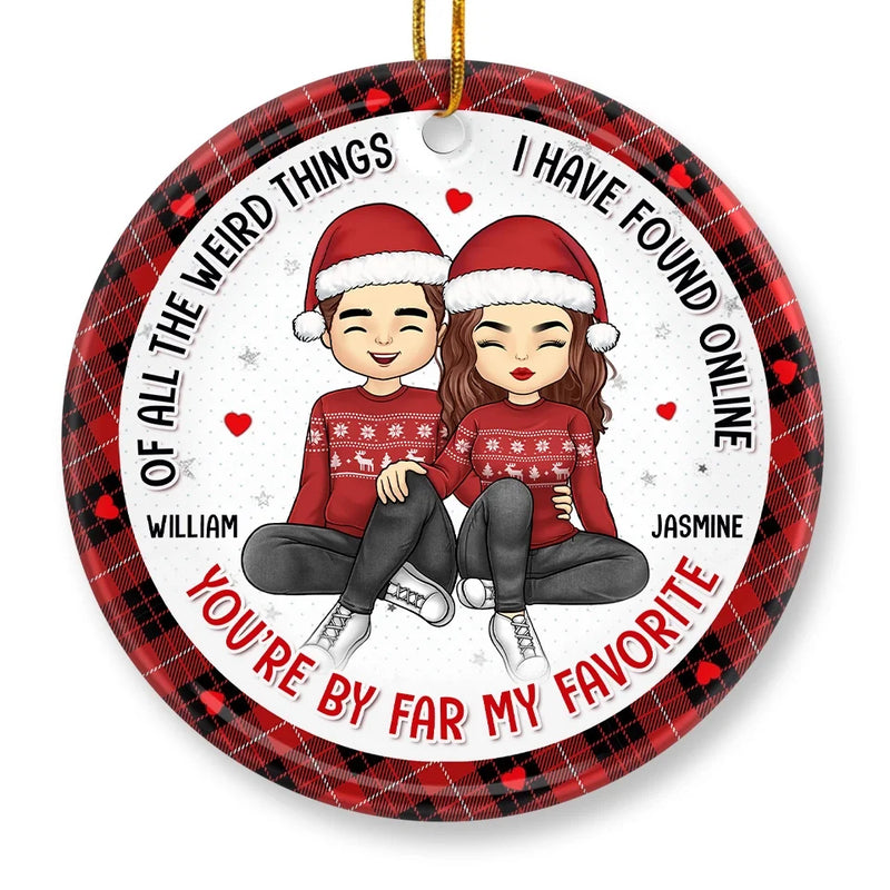 You're On My List - Couple Personalized Custom Ornament - Ceramic Round Shaped - Christmas Gift For Husband Wife, Anniversary
