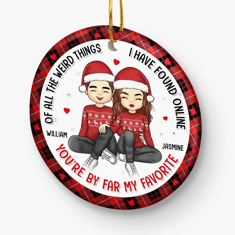 You're On My List - Couple Personalized Custom Ornament - Ceramic Round Shaped - Christmas Gift For Husband Wife, Anniversary