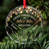 Tis The Season For Loving You - Couple Personalized Custom Circle Glass Ornament - Christmas Gift For Husband Wife, Anniversary, First Christmas