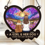 Custom Name Girl and Her Dog Gifts - Personalized Suncatcher Ornament