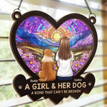 Custom Name Girl and Her Dog Gifts - Personalized Suncatcher Ornament