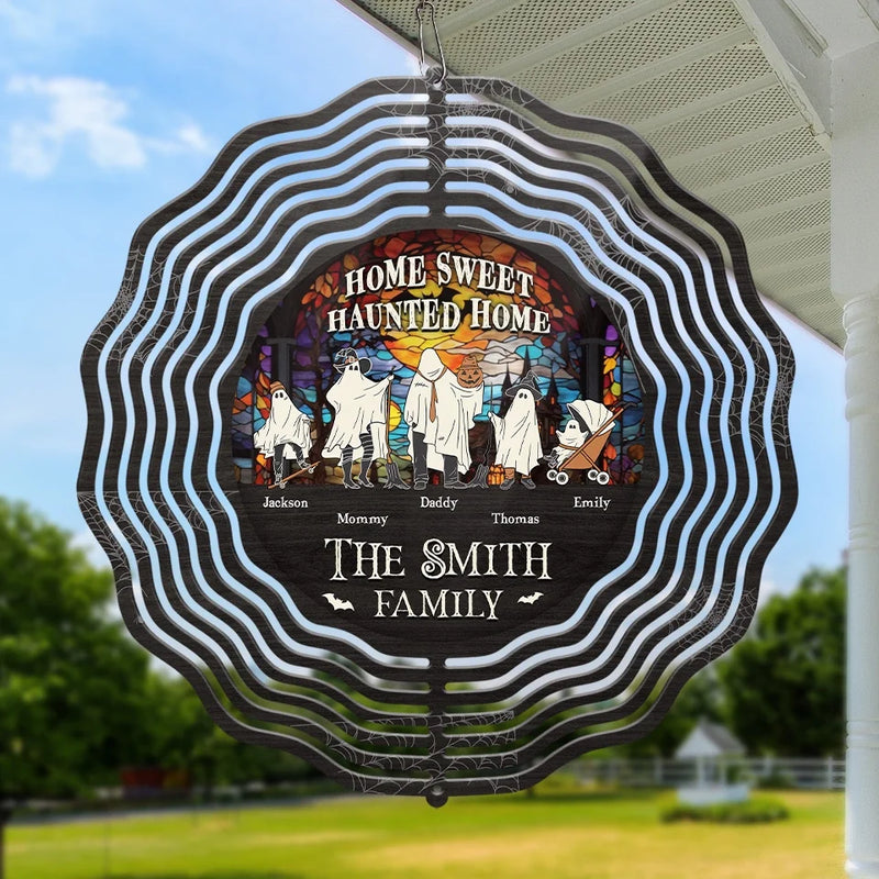 Custom Name Haunted House Halloween Family Decor - Personalized Wind Spinner