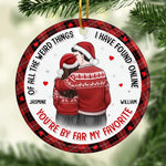 Custom Name Funny Christmas Couple Gifts - Personalized Ceramic Ornament