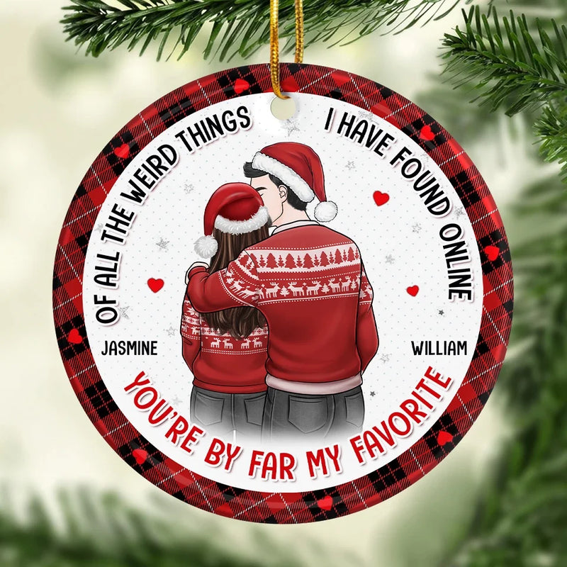 Custom Name Funny Christmas Couple Gifts - Personalized Ceramic Ornament