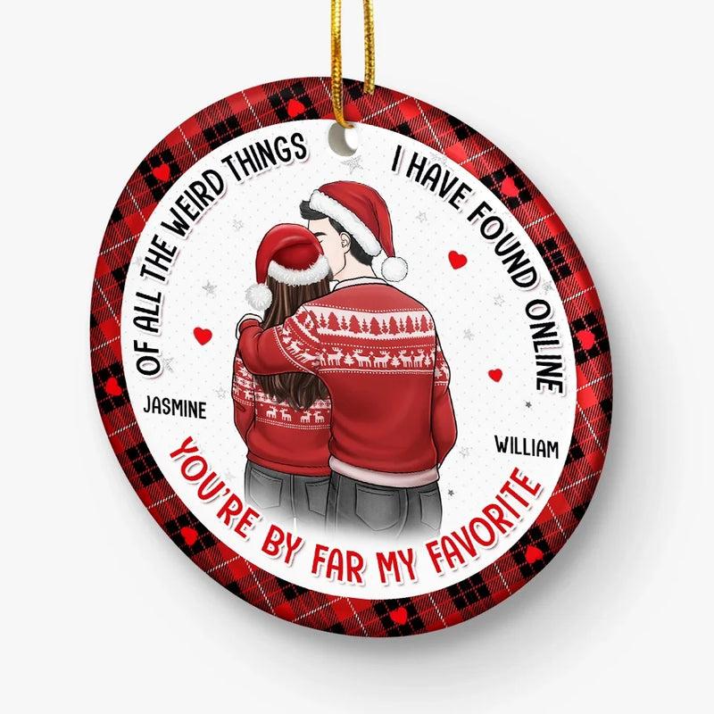Custom Name Funny Christmas Couple Gifts - Personalized Ceramic Ornament