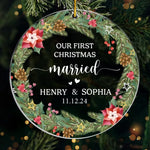 Custom First Christmas Married Gifts for Newlyweds - Personalized Ornament