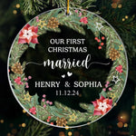 Custom First Christmas Married Gifts for Newlyweds - Personalized Ornament