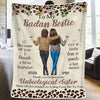 Because Of You I Laugh A Little Harder - Bestie Personalized Custom Blanket - Gift For Best Friends, BFF, Sisters