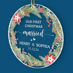 Custom First Christmas Married Gifts for Newlyweds - Personalized Ornament