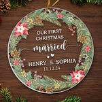 Custom First Christmas Married Gifts for Newlyweds - Personalized Ornament