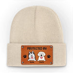 Custom Name Protected By Dogs Gifts for Dog Lovers - Personalized Beanie Hat