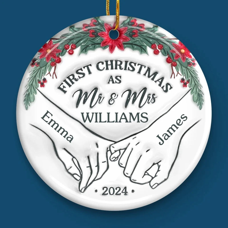 It's Beginning To Look A Lot Like Our First Christmas - Couple Personalized Custom 3D Inflated Effect Printed Ornament - Ceramic Round Shaped - Christmas Gift For Husband Wife, Anniversary, First Christmas