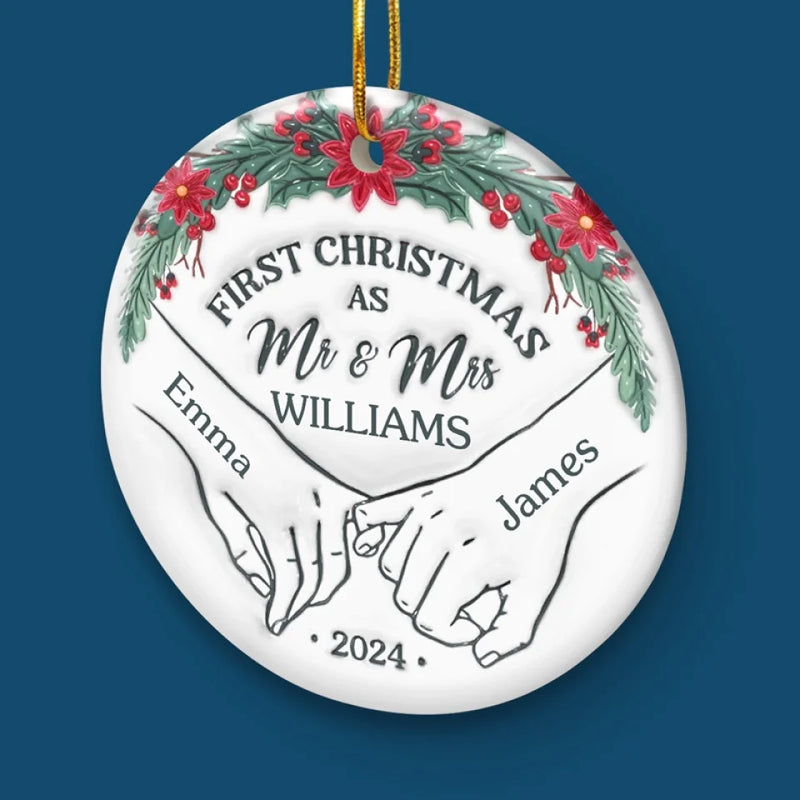 It's Beginning To Look A Lot Like Our First Christmas - Couple Personalized Custom 3D Inflated Effect Printed Ornament - Ceramic Round Shaped - Christmas Gift For Husband Wife, Anniversary, First Christmas