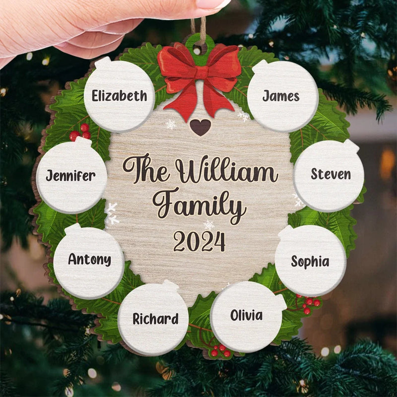 Family Is The Greatest Christmas Gift - Family Personalized Custom Ornament - Wood Custom Shaped - Christmas Gift For Family Members