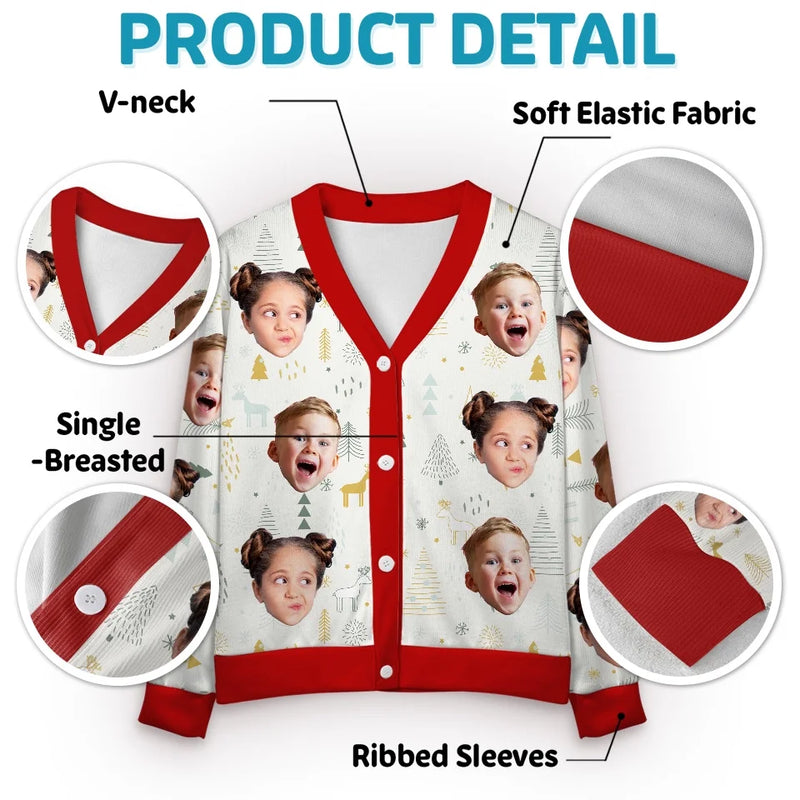 Custom Photo Christmas Adds To The Warmth Of Family Love - Family Personalized Custom Ugly Christmas Cardigan - Christmas Gift For Family Members