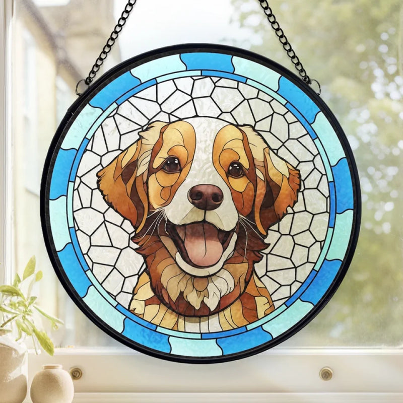 Custom Photo They Lived, They Loved, They Purred - Memorial Personalized Custom Stained Glass Window Hanging Suncatcher - Sympathy Gift For Pet Owners, Pet Lovers