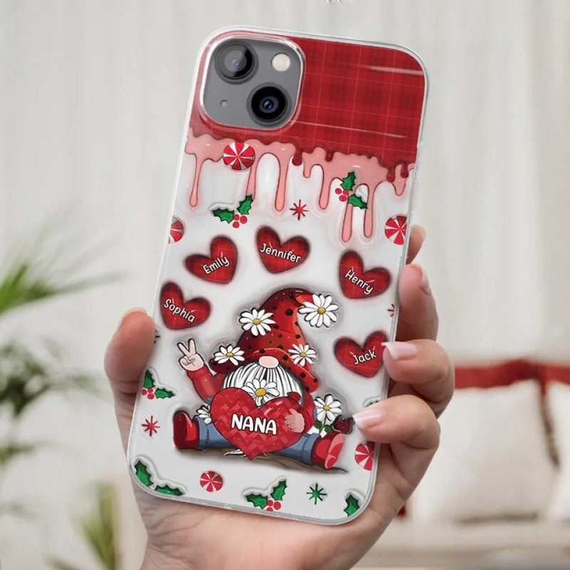 Gnome One Loves Like Grandma - Family Personalized Custom 3D Inflated Effect Printed Clear Phone Case - Christmas Gift For Grandma