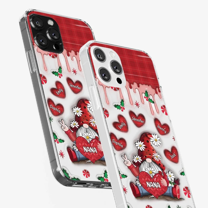 Gnome One Loves Like Grandma - Family Personalized Custom 3D Inflated Effect Printed Clear Phone Case - Christmas Gift For Grandma