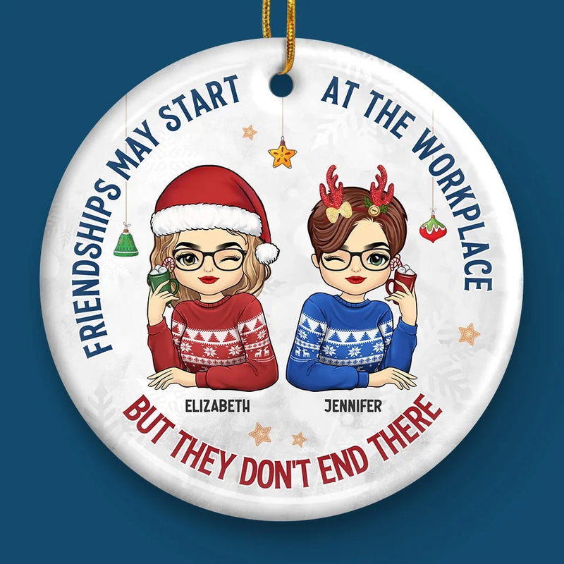 Custom Name Workplace Friendship Christmas Gifts - Personalized Ceramic Ornament