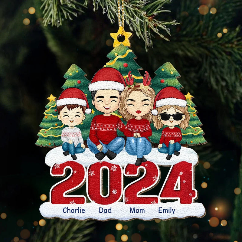 Joy And Warmth Fill Our Home This Christmas - Family Personalized Custom Leather Ornament - Christmas Gift For Family Members