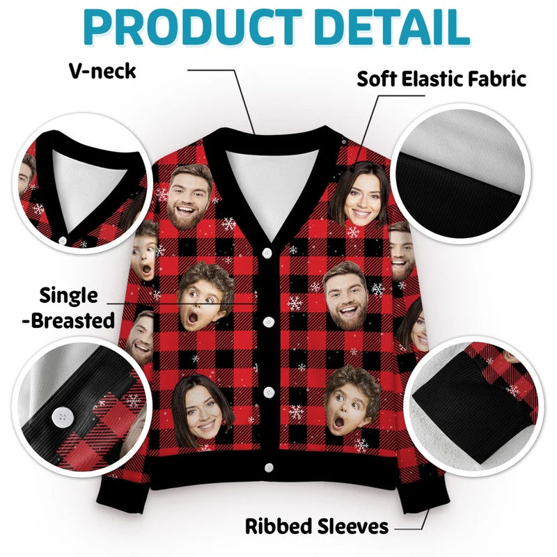 Custom Photo Season's Greetings - Family Personalized Custom Ugly Christmas Cardigan - Christmas Gift For Family Members