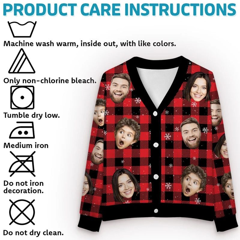 Custom Photo Season's Greetings - Family Personalized Custom Ugly Christmas Cardigan - Christmas Gift For Family Members