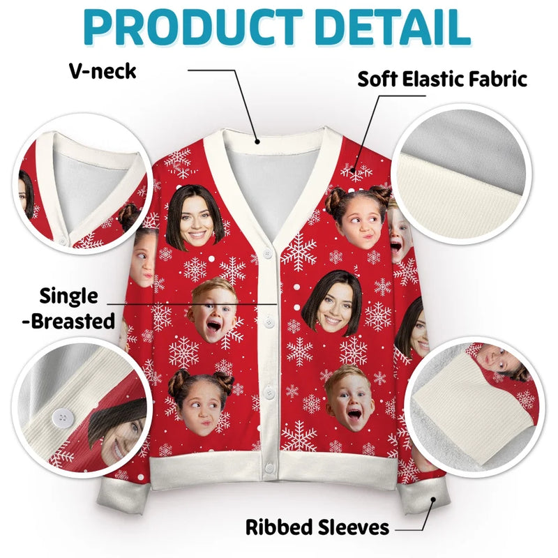 Custom Photo Christmas Is The Season Of Joy - Family Personalized Custom Ugly Christmas Cardigan - Christmas Gift For Family Members