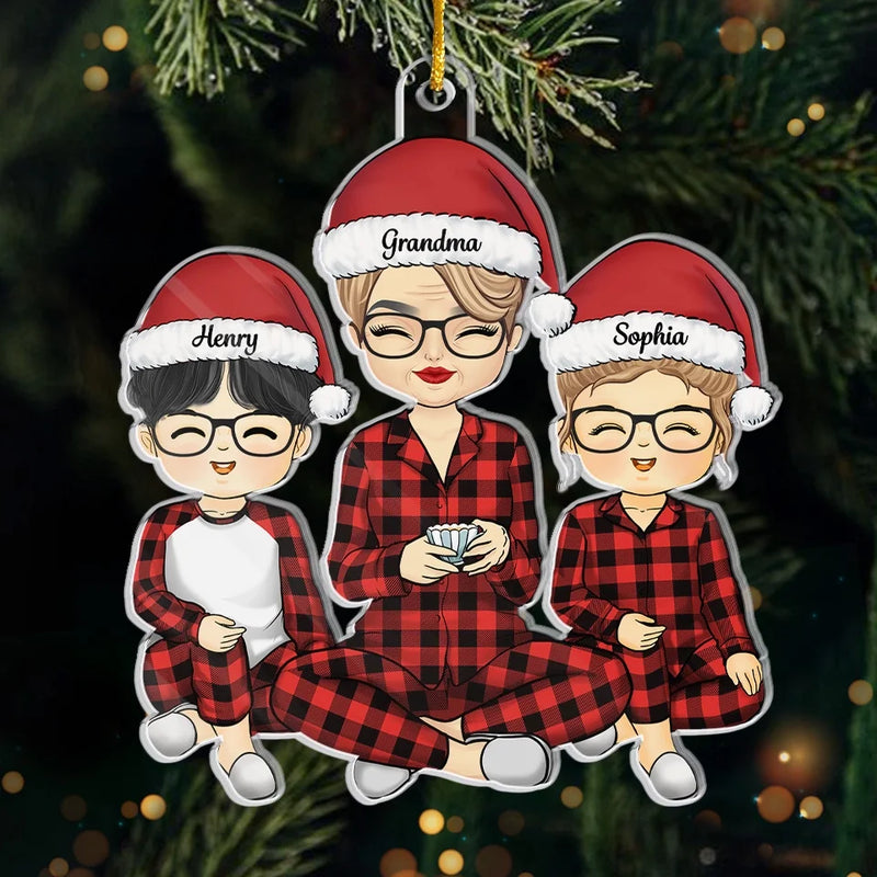All I Want For Christmas Is To Be With My Family - Family Personalized Custom Ornament - Acrylic Custom Shaped - Christmas Gift For Grandma