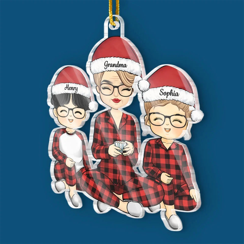 All I Want For Christmas Is To Be With My Family - Family Personalized Custom Ornament - Acrylic Custom Shaped - Christmas Gift For Grandma