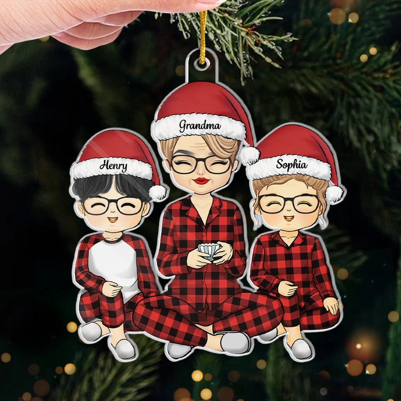 All I Want For Christmas Is To Be With My Family - Family Personalized Custom Ornament - Acrylic Custom Shaped - Christmas Gift For Grandma