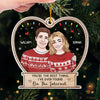 Never Stop Believing In Santa Or In Love - Couple Personalized Custom Ornament - Acrylic Custom Shaped - Christmas Gift For Husband Wife, Anniversary