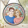 Happy Wife, Happy Life! - Couple Personalized Custom Stained Glass Window Hanging Suncatcher - Christmas Gift For Husband Wife, Anniversary