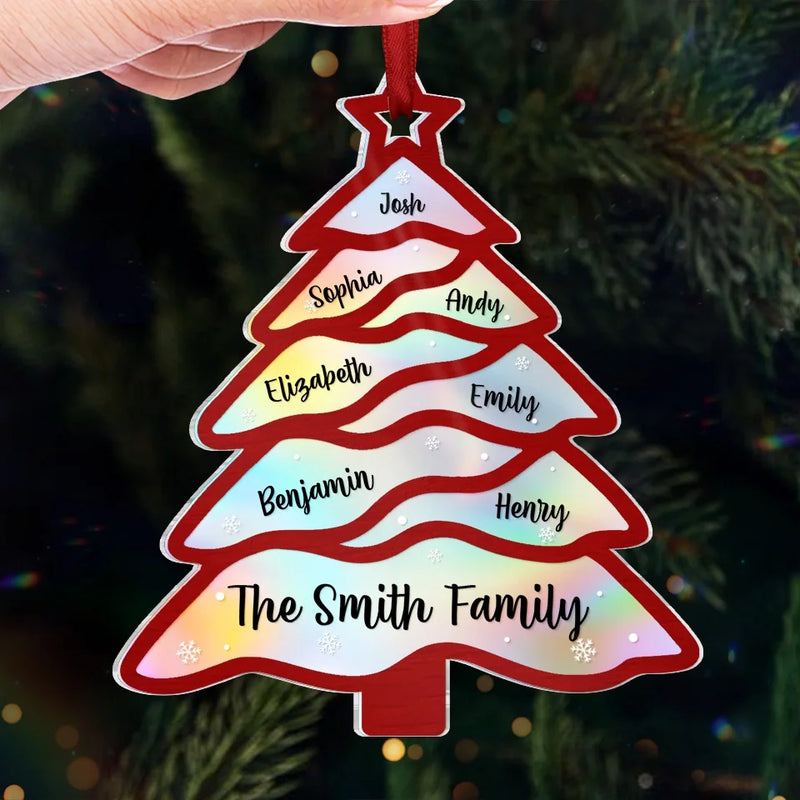 Family Brings Warmth To Christmas - Family Personalized Custom Hologram Ornament - Christmas Gift For Family Members