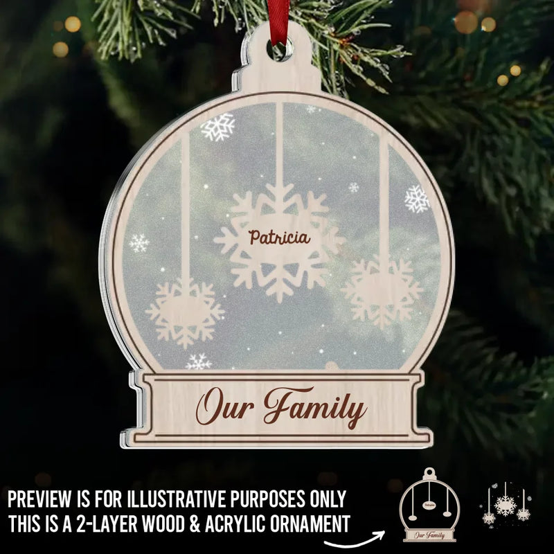 Custom Name Christmas Family Gifts - Personalized Wood & Acrylic Ornament