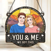 Ho, Ho, Home For Christmas - Couple Personalized Window Hanging Suncatcher Ornament - Christmas Gift For Husband Wife, Anniversary
