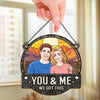 Ho, Ho, Home For Christmas - Couple Personalized Window Hanging Suncatcher Ornament - Christmas Gift For Husband Wife, Anniversary