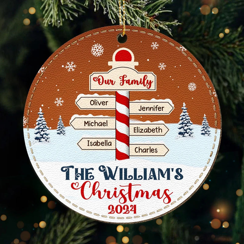 The Love Of Family Makes Every Christmas Merry - Family Personalized Custom Leather Ornament - Christmas Gift For Family Members