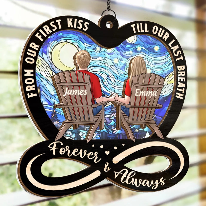 Thanks For Loving All Of Me - Couple Personalized Window Hanging Suncatcher Ornament - Christmas Gift For Husband Wife, Anniversary