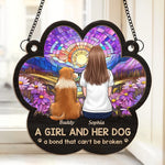 Custom Name Girl and Her Dog Gifts for Dog Lovers - Personalized Suncatcher Ornament
