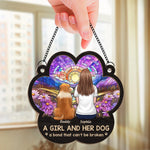 Custom Name Girl and Her Dog Gifts for Dog Lovers - Personalized Suncatcher Ornament