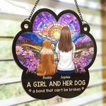 Custom Name Girl and Her Dog Gifts for Dog Lovers - Personalized Suncatcher Ornament